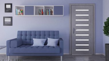 3d çağdaş Oturma Odası İç ve modern mobilya