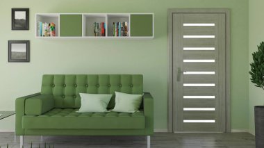 3d çağdaş Oturma Odası İç ve modern mobilya