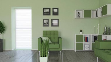 3d çağdaş Oturma Odası İç ve modern mobilya