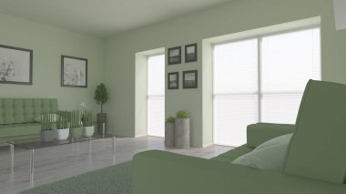 3d çağdaş Oturma Odası İç ve modern mobilya