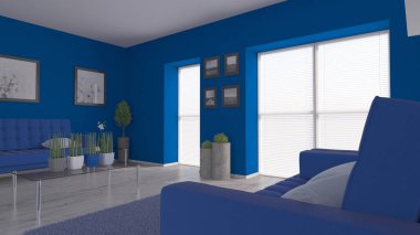 3d çağdaş Oturma Odası İç ve modern mobilya