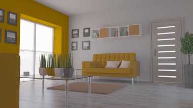 3d çağdaş Oturma Odası İç ve modern mobilya