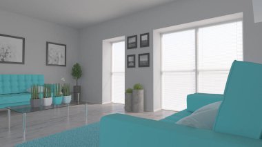 3d çağdaş Oturma Odası İç ve modern mobilya