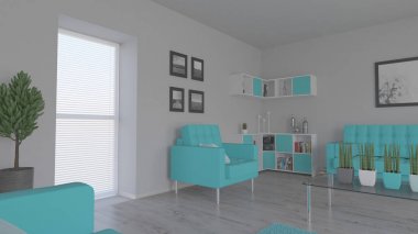 3d çağdaş Oturma Odası İç ve modern mobilya