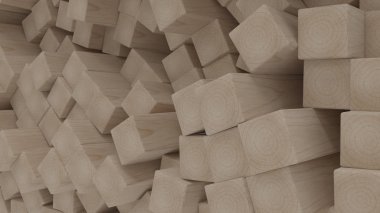 Render 3d inşaat ahşap kirişler ve plakalar