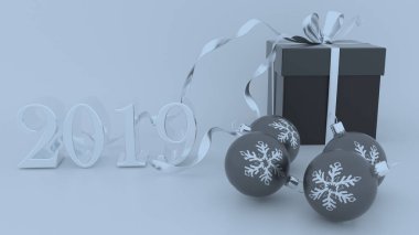 3d Render Noel ve yeni yıl arka plan