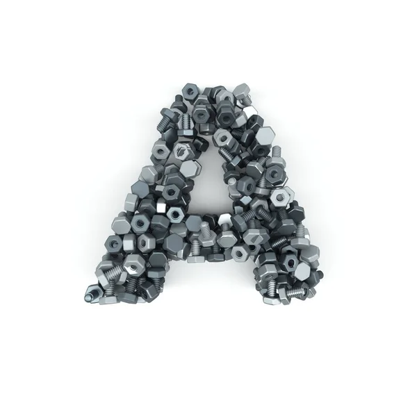 3D alfabet litery orzechów i śrubek — Zdjęcie stockowe