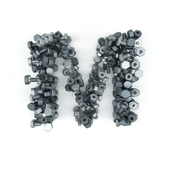 3D Alphabet Letter of nuts and bolts — Stock Photo, Image