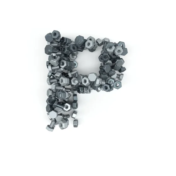 3D alfabetet Letter av nötter och bultar — Stockfoto
