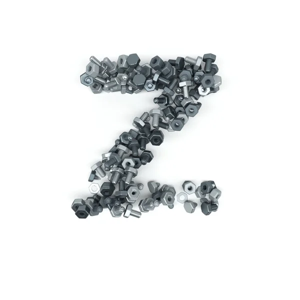 3D Alphabet Letter of nuts and bolts — Stock Photo, Image