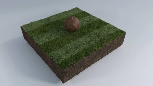 3D fotbalový míč z travní záplaty — Stock fotografie