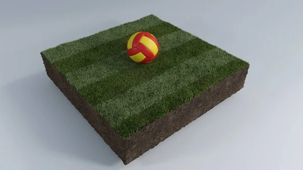 Ballon de football 3D de patch d'herbe — Photo