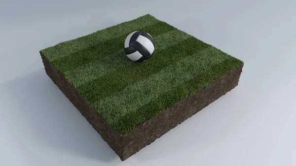 3D pelota de fútbol de parche de hierba — Foto de Stock