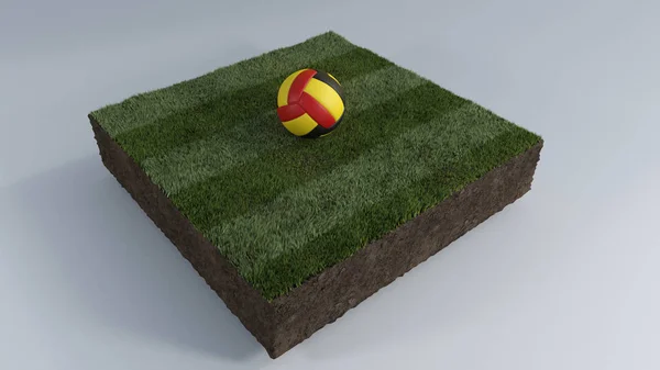 3D pelota de fútbol de parche de hierba —  Fotos de Stock