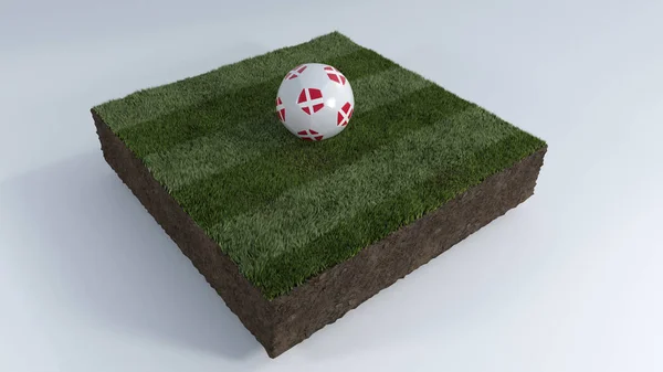 3D-Fußball auf Rasenfläche — Stockfoto