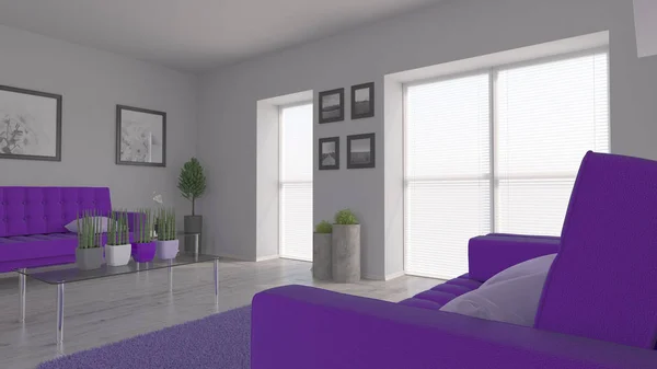 3D σύγχρονο σαλόνι εσωτερικό και μοντέρνα έπιπλα — Φωτογραφία Αρχείου
