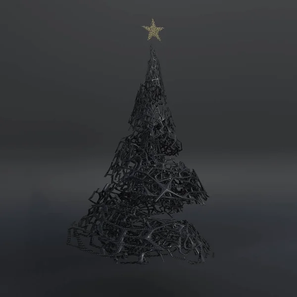 3D クリスマスツリーのレンダリング — ストック写真