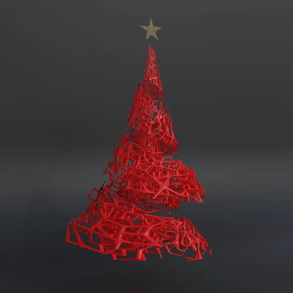 Render av 3D julgran — Stockfoto