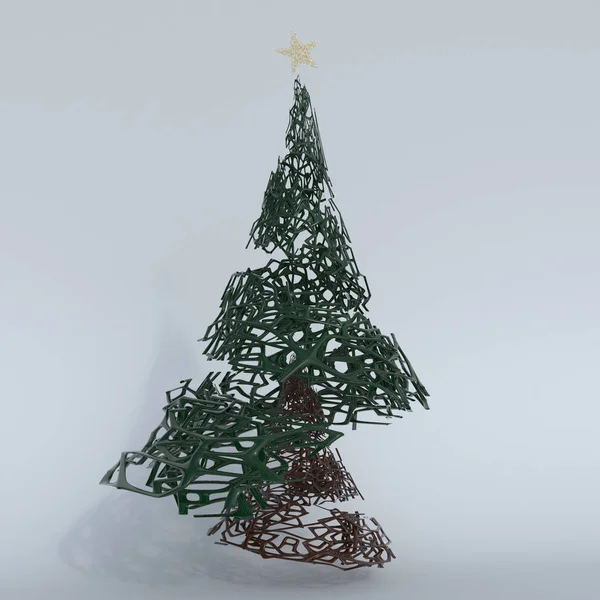 3D 圣诞树的渲染 — 图库照片