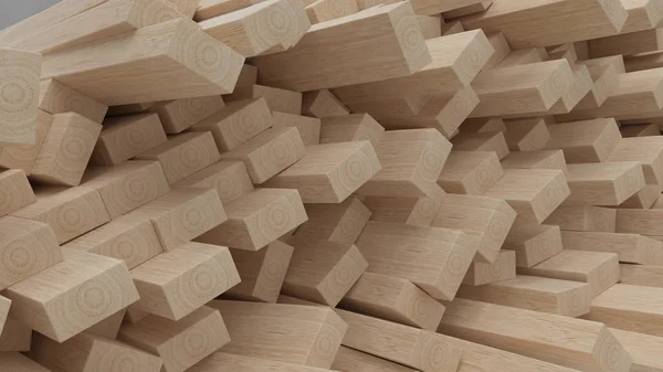 Renderen van 3D-constructie houten balken en planken — Stockfoto