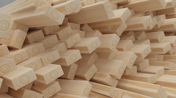 渲染 3d 建筑木梁和木板 — 图库照片