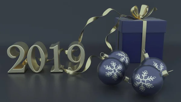 クリスマスと新年の背景の3Dレンダリング — ストック写真