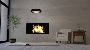 3d çağdaş Oturma Odası İç ve modern mobilya