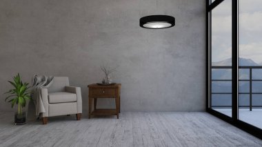 3d çağdaş Oturma Odası İç ve modern mobilya