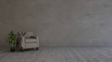 3d çağdaş Oturma Odası İç ve modern mobilya