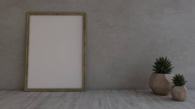 3d Çağdaş Boş Oda ve resim çerçevesi