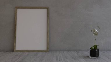 3d Çağdaş Boş Oda ve resim çerçevesi