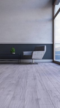 3d çağdaş Oturma Odası İç ve modern mobilya