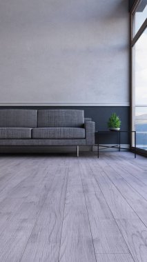 3d çağdaş Oturma Odası İç ve modern mobilya