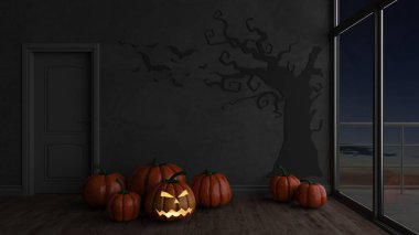 Jack-o-fener ile 3d Çağdaş Boş Oda