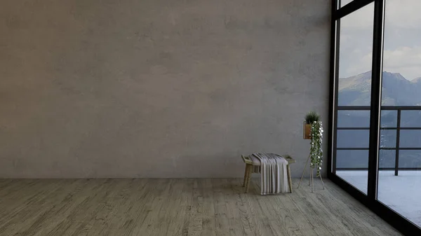 3D Современная пустая комната и волосы — стоковое фото