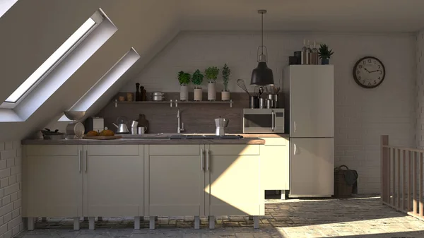 Render di 3D Cucina contemporanea — Foto Stock