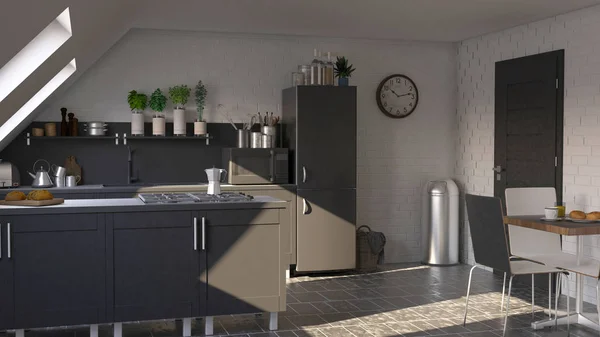 Render di 3D Cucina contemporanea — Foto Stock