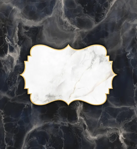 Gold and marble frame on a dark marble texture background — Stock Photo, Image