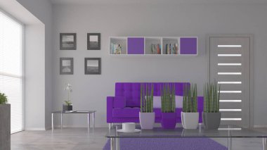 3d çağdaş Oturma Odası İç ve modern mobilya