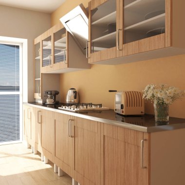 Render 3d Çağdaş mutfak