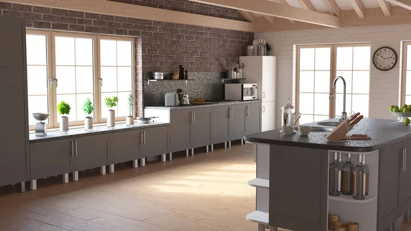 Render di 3D Cucina contemporanea — Foto Stock