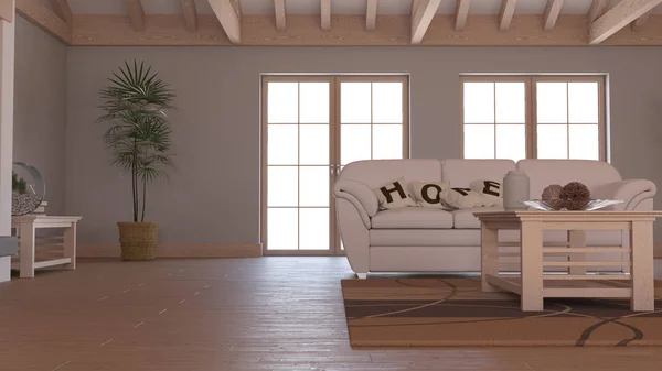 3D kortárs lakótér és modern bútorzat — Stock Fotó