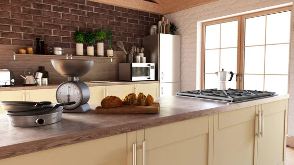 Render di 3D Cucina contemporanea — Foto Stock