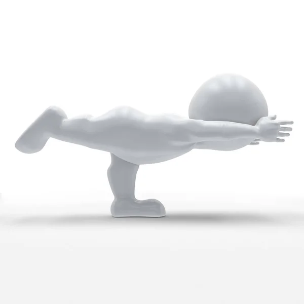 3d 变形男子在瑜伽姿势 — 图库照片