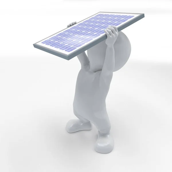 3D Морф Людина з сонячною панеллю — стокове фото