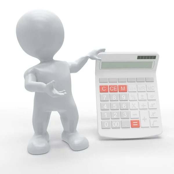 3D Morph Man with Calculator — Stock Photo, Image