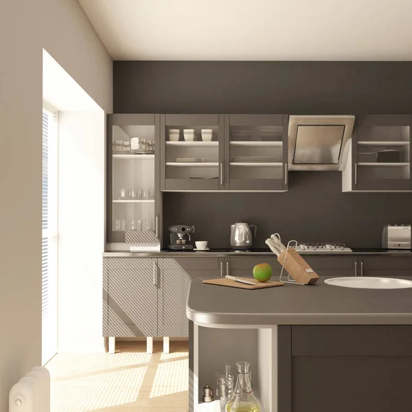 Render di 3D Cucina contemporanea — Foto Stock