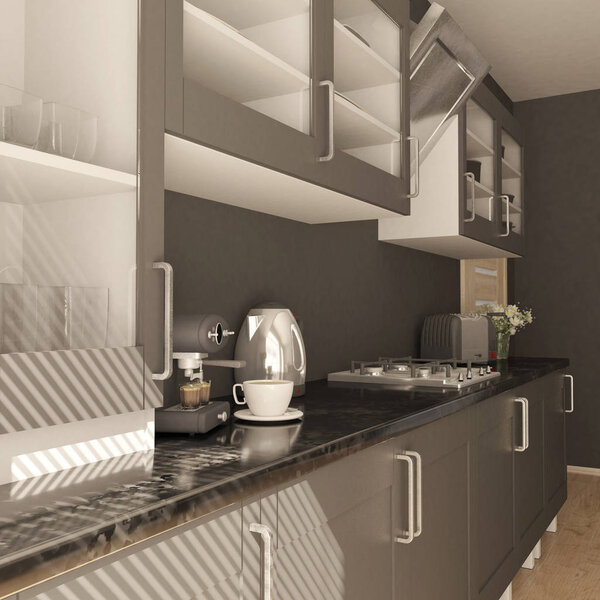 Render of  3D Contemporary kitchen