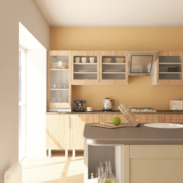 渲染 3d 当代厨房 — 图库照片