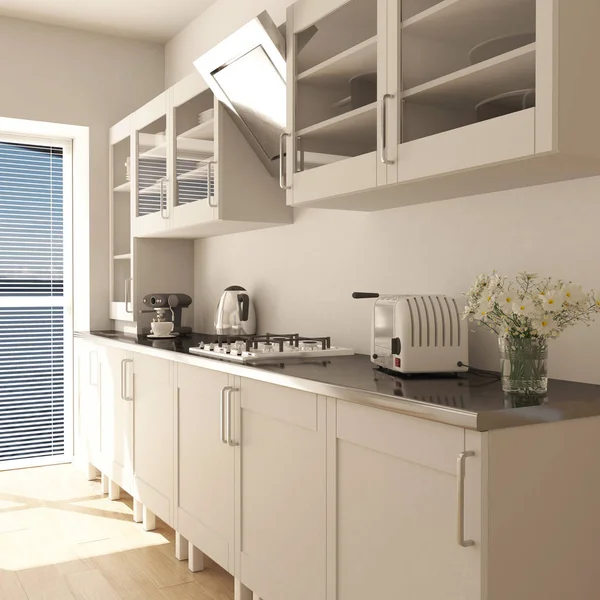 Render di 3D Cucina contemporanea — Foto Stock